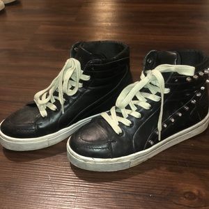 Black Studded Star Sneakers